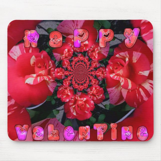 Alfombrilla De Ratón Rosas rojas irlandesas "Feliz San Valentín" Imprim (Frente)