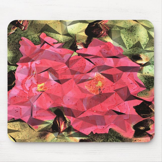 Alfombrilla De Ratón Rosas Rojas Rosa Resumen Futurista Cubista (Frente)