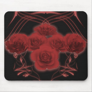 Alfombrilla De Ratón Rosas Rojas y Patrones Tribales - Mousepad