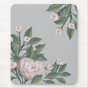 Alfombrilla De Ratón Rosas rosadas pálidas con fondo editable