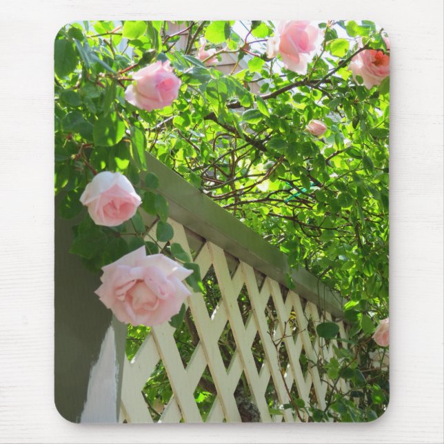 Alfombrilla De Ratón Rosas rosas y celosías rosas - Viñedo de Martha (Frente)