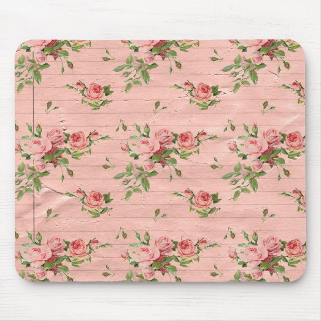 Alfombrilla De Ratón Rosas Rustic Pink Wood (Frente)