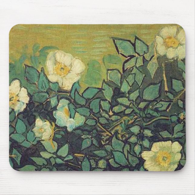 Alfombrilla De Ratón Rosas salvajes, 1890. Vincent van Gogh. (Frente)