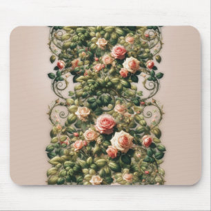 Alfombrilla De Ratón Rosas Vines Floral Elegante Shabby Chic Rosa