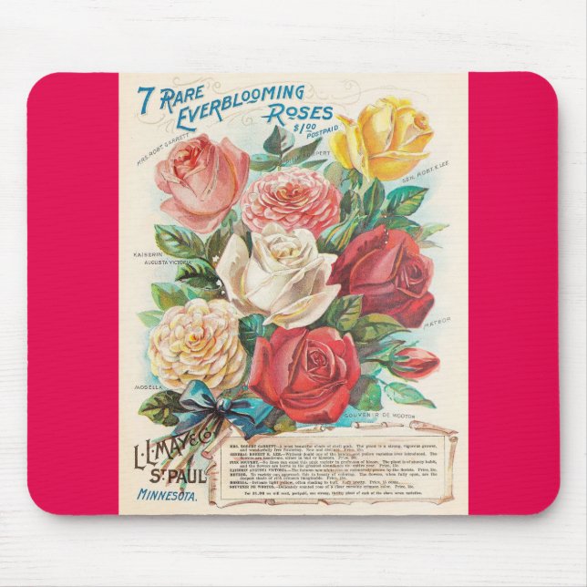 Alfombrilla De Ratón Rosas Vintage Anuncio Retro (Frente)