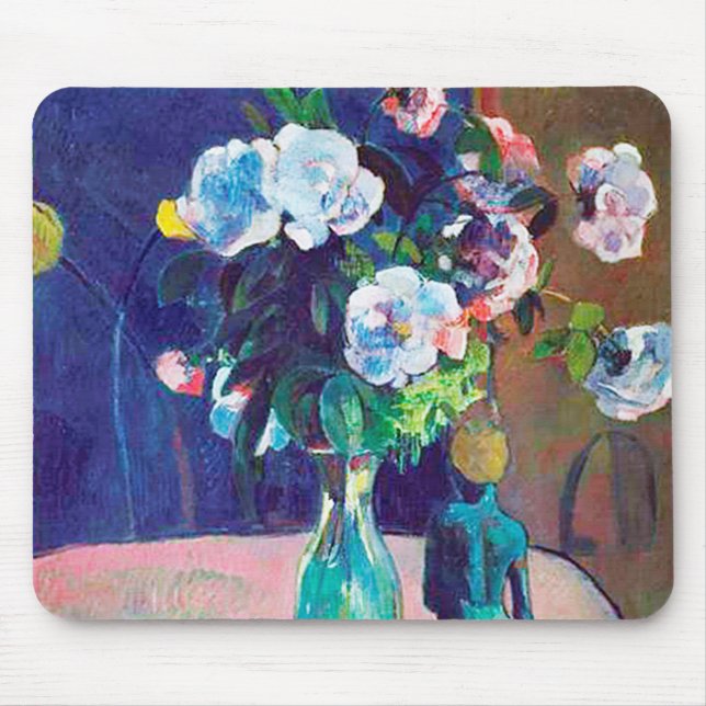 Alfombrilla De Ratón Rosas y estatuilla, Gauguin (Frente)