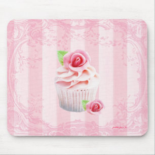 Alfombrilla De Ratón Rosas y magdalenas Mousepad que hiela rosado