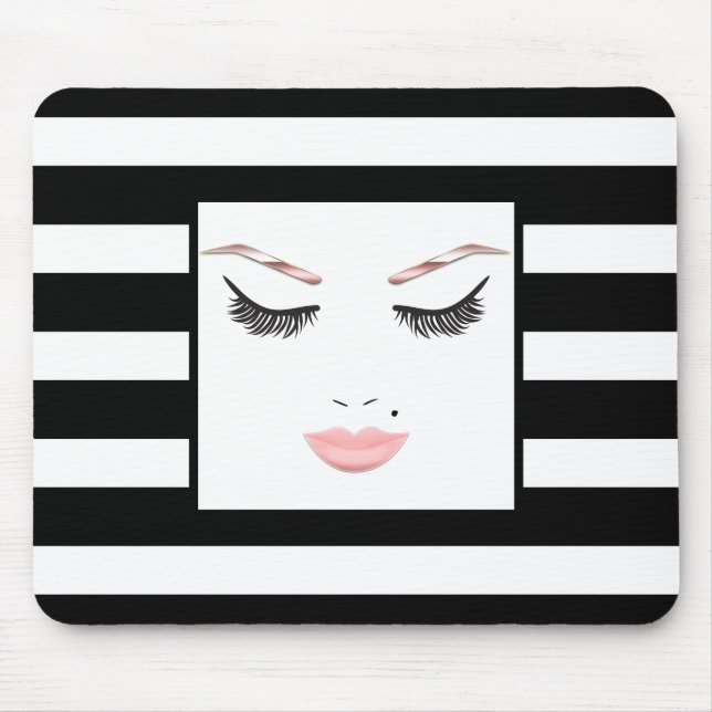 Alfombrilla De Ratón Rose Gold Makeup Face Eyebrows Lips Glam Beauty (Frente)