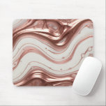 Alfombrilla De Ratón Rose Gold Metallic Liquid Marble<br><div class="desc">Rose Gold Metallic Liquid Marble Add a touch of luxury to your workspace with this stunning rose gold liquid marble mouse pad. Featuring a sophisticated blend of metallic copper swirls and creamy white fluid art, this design captures the mesmerizing beauty of a professional paint pour. The high-shine metallic effect and...</div>