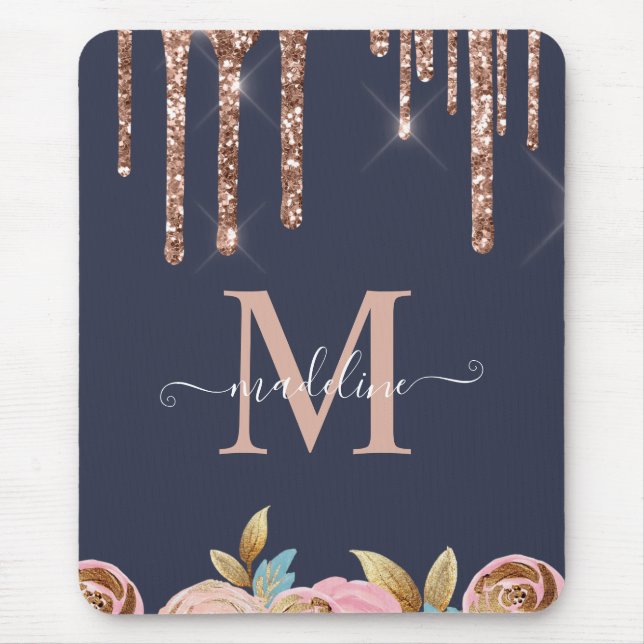 Alfombrilla De Ratón Rose Gold Sparkle Glam Glitter Drips Ipad Case (Frente)