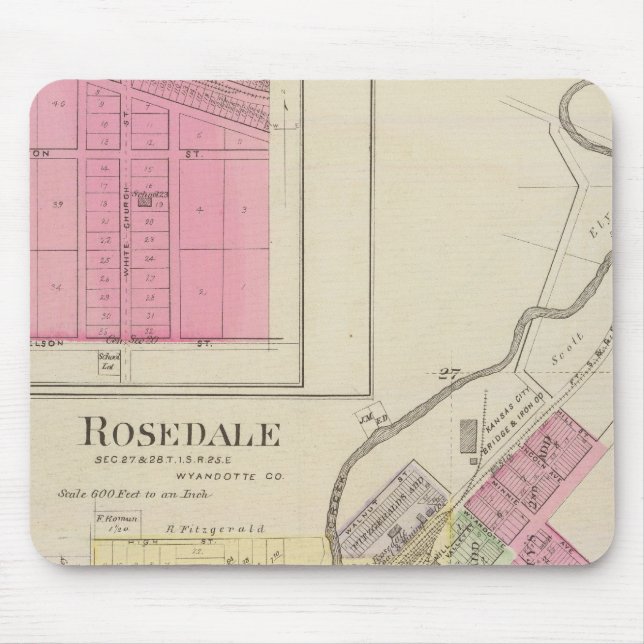 Alfombrilla De Ratón Rosedale y Pomeroy, Kansas (Frente)