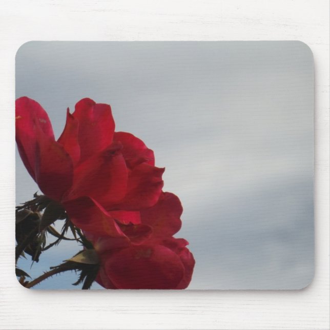 Alfombrilla De Ratón Roses rojos contra un brillante cielo azul (Frente)