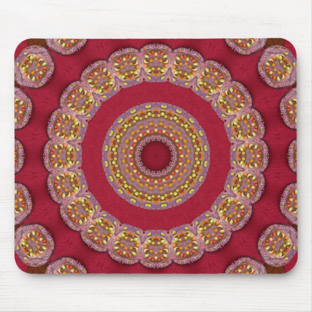 Alfombrilla De Ratón Rosette dorado rojo amarillo Mandala (Frente)