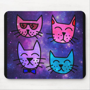 Alfombrilla De Ratón Rostros de gato de Guay en un fondo espacial