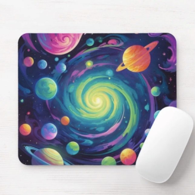 Alfombrilla De Ratón Rotación Planetaria  (Space Mousepad mousepad durable dust and stain resistant non -slip rubber backing. )