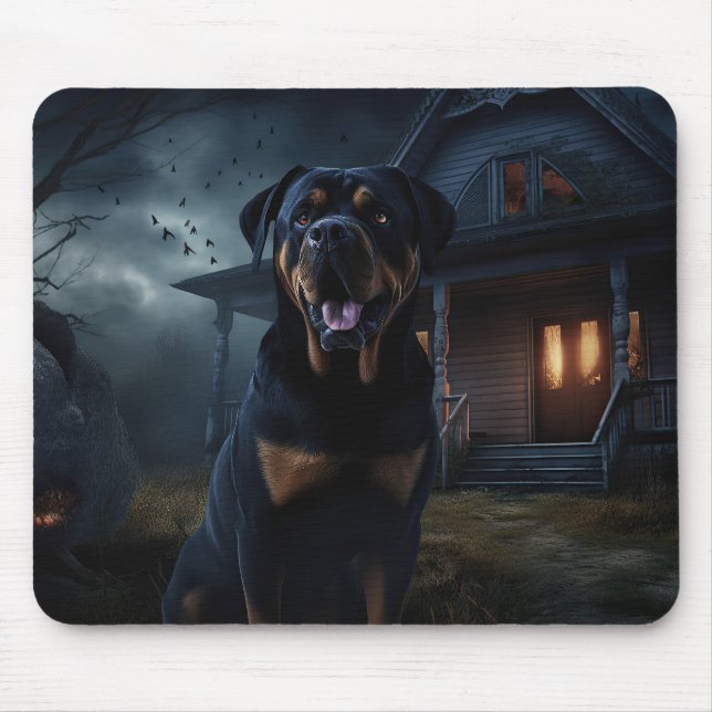 Alfombrilla De Ratón Rottweiler de Halloween aterrador (Frente)