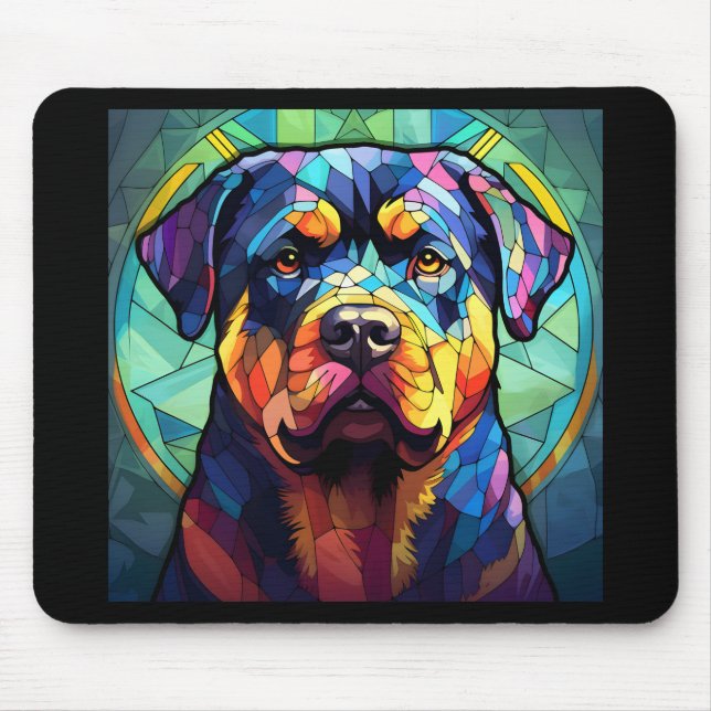 Alfombrilla De Ratón Rottweiler de Vidrio Teñido (Frente)