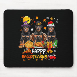 Alfombrilla De Ratón Rottweiler Dog Happy Halloween Acción de Gracias