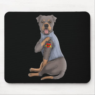 Alfombrilla De Ratón Rottweiler I Love Mom Tattoo Dog Funny Día de la M