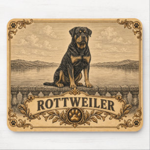 Alfombrilla De Ratón Rottweiler, perro vintage de herencia