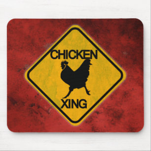 Alfombrilla De Ratón Rótulo de cruce de pollo rústico