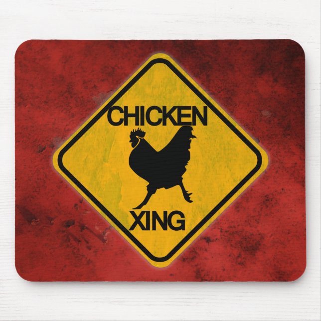 Alfombrilla De Ratón Rótulo de cruce de pollo rústico (Frente)