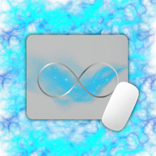 Alfombrilla De Ratón Rótulo de infinito plateado minimalista y respland