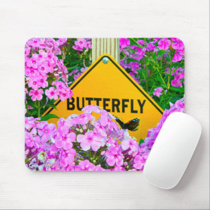 Alfombrilla De Ratón Rótulo de mariposa en un Jardín Phlox