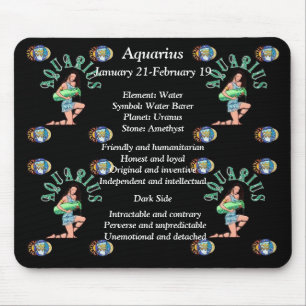 Alfombrilla De Ratón Rótulo de nacimiento Aquarius Zodiac Mouse Pad