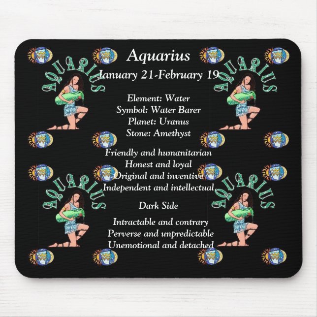 Alfombrilla De Ratón Rótulo de nacimiento Aquarius Zodiac Mouse Pad (Frente)