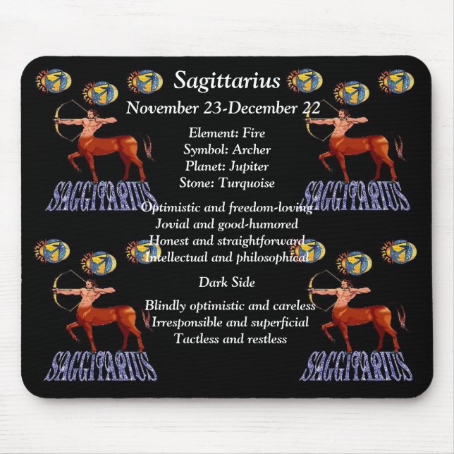 Alfombrilla De Ratón Rótulo de nacimiento Sagittarius Almohadilla de ra (Frente)