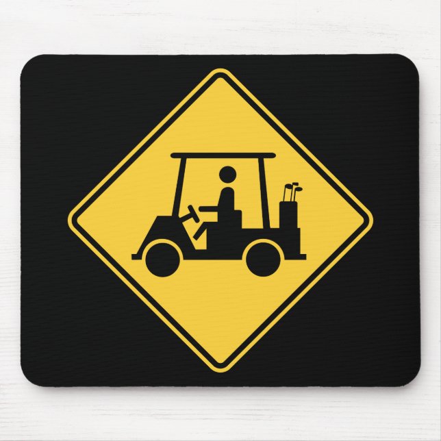 Alfombrilla De Ratón Rótulo de precaución en carrito de golf (Frente)