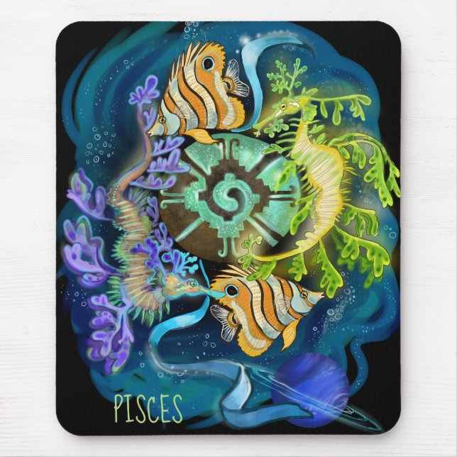 Alfombrilla De Ratón Rótulo Pisces Zodiac (Frente)
