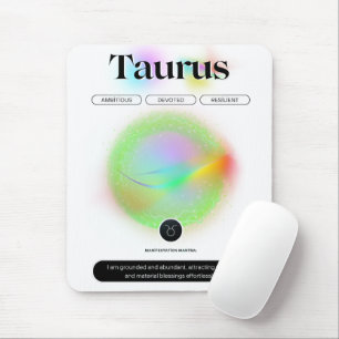 Alfombrilla De Ratón Rótulo Zodiaco moderno Taurus Cita Elemento Tierra