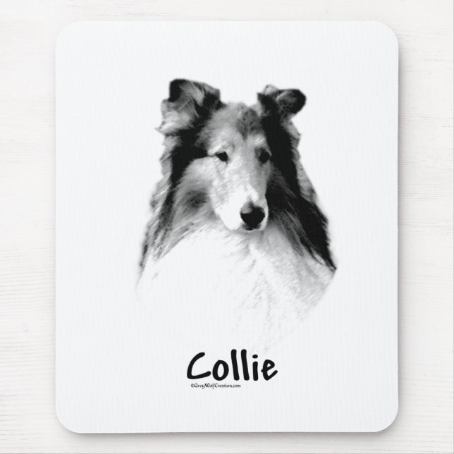 Alfombrilla De Ratón Rough Collie Charcarbón (Frente)