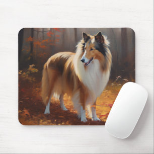 Alfombrilla De Ratón Rough Collie en hojas de otoño caídas inspiran