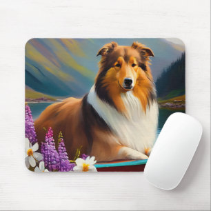 Alfombrilla De Ratón Rough Collie en una Paleta: Una Aventura Escénica