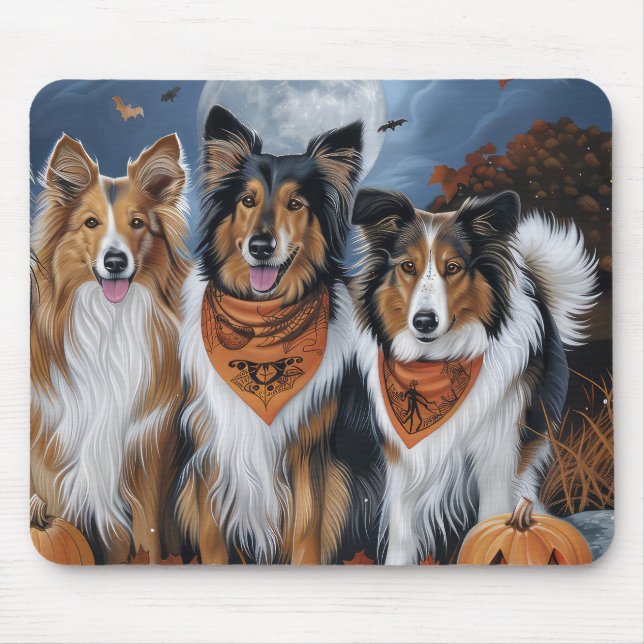Alfombrilla De Ratón Rough Collie Halloween Spooky (Frente)