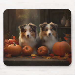 Alfombrilla De Ratón Rough Collie Puppy Calabaza deslumbrante otoño