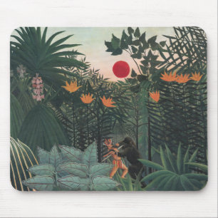 Alfombrilla De Ratón Rousseau - Paisaje Tropical, Indio y Gorila