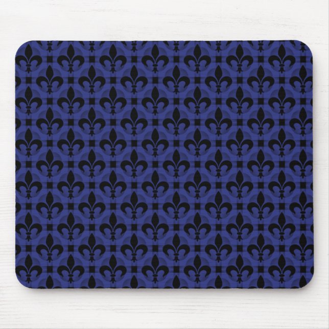 Alfombrilla De Ratón Royal Blue Fancy Fleur de lis Mousepad (Frente)