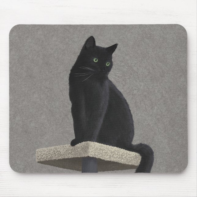 Alfombrilla De Ratón Royalty de gato negro (Frente)