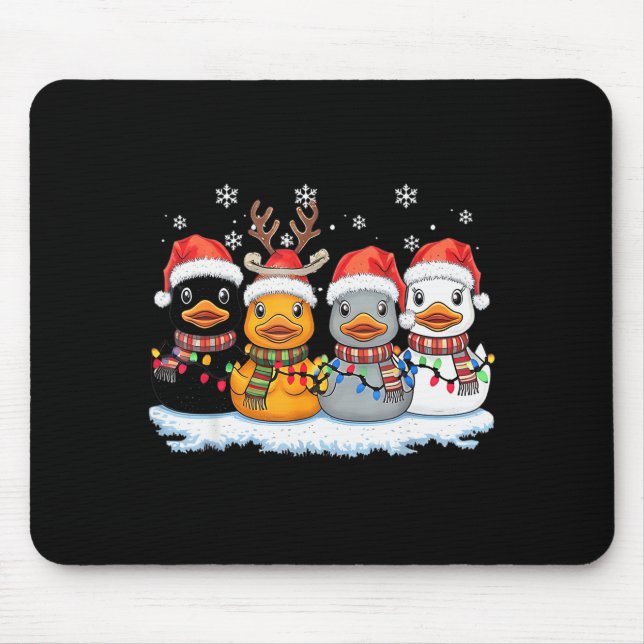 Alfombrilla De Ratón Rubber Duck Squad Christmas Light Reindeer Crew Xm (Frente)