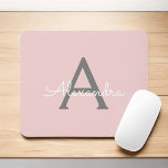 Alfombrilla De Ratón Rubor Gris Rosa Girly Script Monograma moderno<br><div class="desc">Monograma Rubor y Gris Rosado Añade tu propio nombre Mousepad (almohadilla del ratón). Esto hace que el dulce perfecto cumpleaños 16,  boda,  ducha de novia,  aniversario,  ducha de bebé o fiesta de soltera sea regalo para alguien que ama el lujo glam y los estilos de moda.</div>
