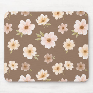 Alfombrilla De Ratón Rubor Marrón Crema Floral