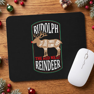 Alfombrilla De Ratón Rudolph El Reno De Carne Roja