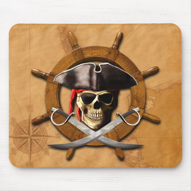 Alfombrilla De Ratón Rueda alegre del pirata de Rogelio (Frente)