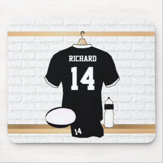 Alfombrilla De Ratón Rugby personalizado en blanco y negro