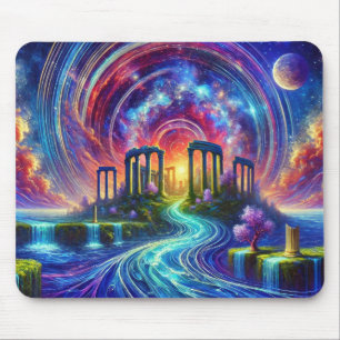 Alfombrilla De Ratón Ruinas del Templo Celestial con Río Cósmico Fluyen