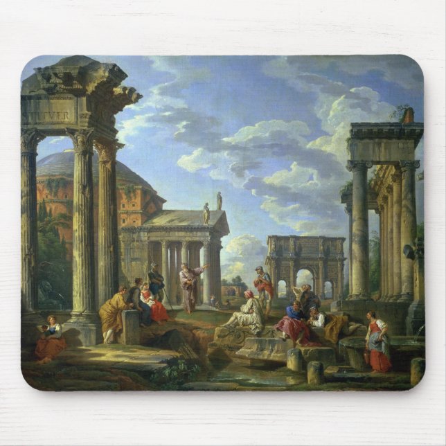 Alfombrilla De Ratón Ruinas romanas con un profeta, 1751 (Frente)